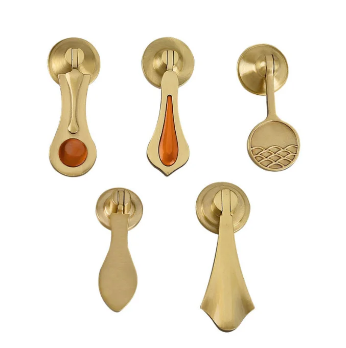 Zhuoqi Pure brass handle antique household hardware drawer cabinet door pendant single hole small handle