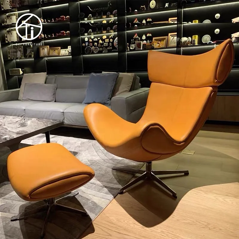 Modern High Wingback Upholstery Fabric leather Wingback swivel Chair For Living Room egg chair sofa with footrest ottoman