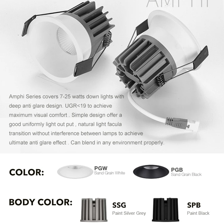 FAST New Model Die Casting Aluminum Recessed Antiglare Bedroom 7W 12W 18W 30W LED Spotlight