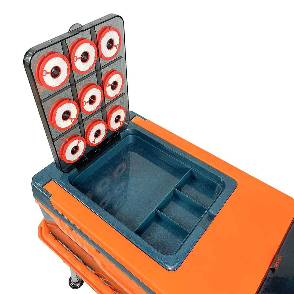 Portable Fishing Box Insulated Cooler with Handle and Wheels Multi-function Fishing Chair Foldable Backrest Large Capacity 32L