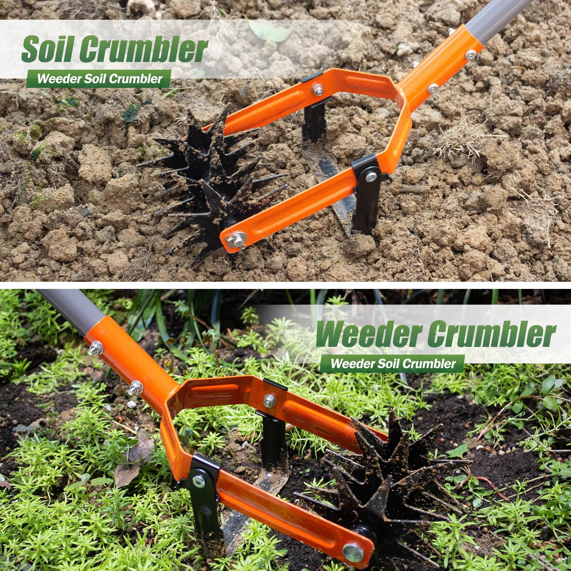 Buy-Wish Stainless Steel Hand Tiller Garden Weeder & crumble Soil Cultivator Tool Manual Lawn Aerator Rotary Cultivator Tool