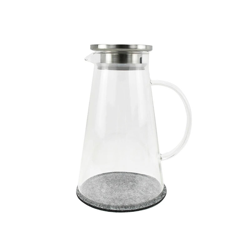 High borosilicate Glass Water Pitcher with stainless steel Lid Beverage Glass Carafe for Juice Lemon Water Iced Tea Glass jug