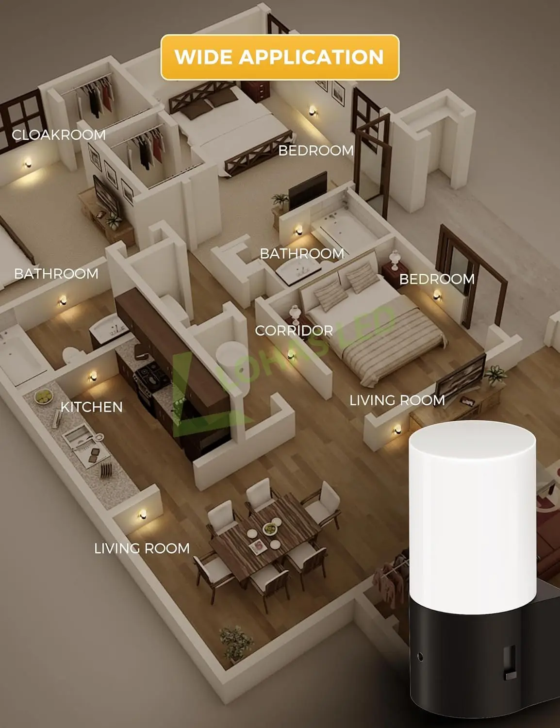 LOHAS Wall Plug Nightlight Dimmable LED Nightlight Dusk to Dawn Light Sensor LED Night Lights for Bedroom Kids Room