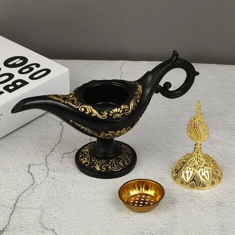 God lamp shape resin craft hollow gold embossed fine home hotel decorative aromatherapy stove