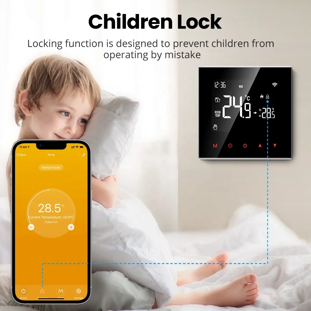 Tuya Smart App Voice Control Family Share Water Floor Heating Shower Thermostat