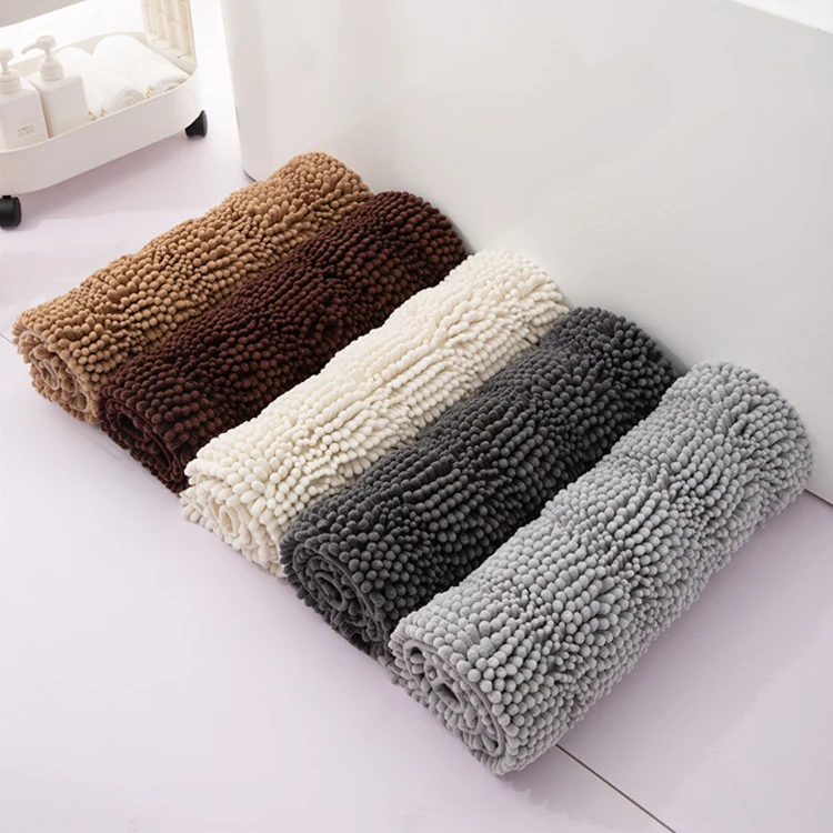 Custom Modern no slip Wholesale customized chenille non slip bath mat rug bathroom rug carpet