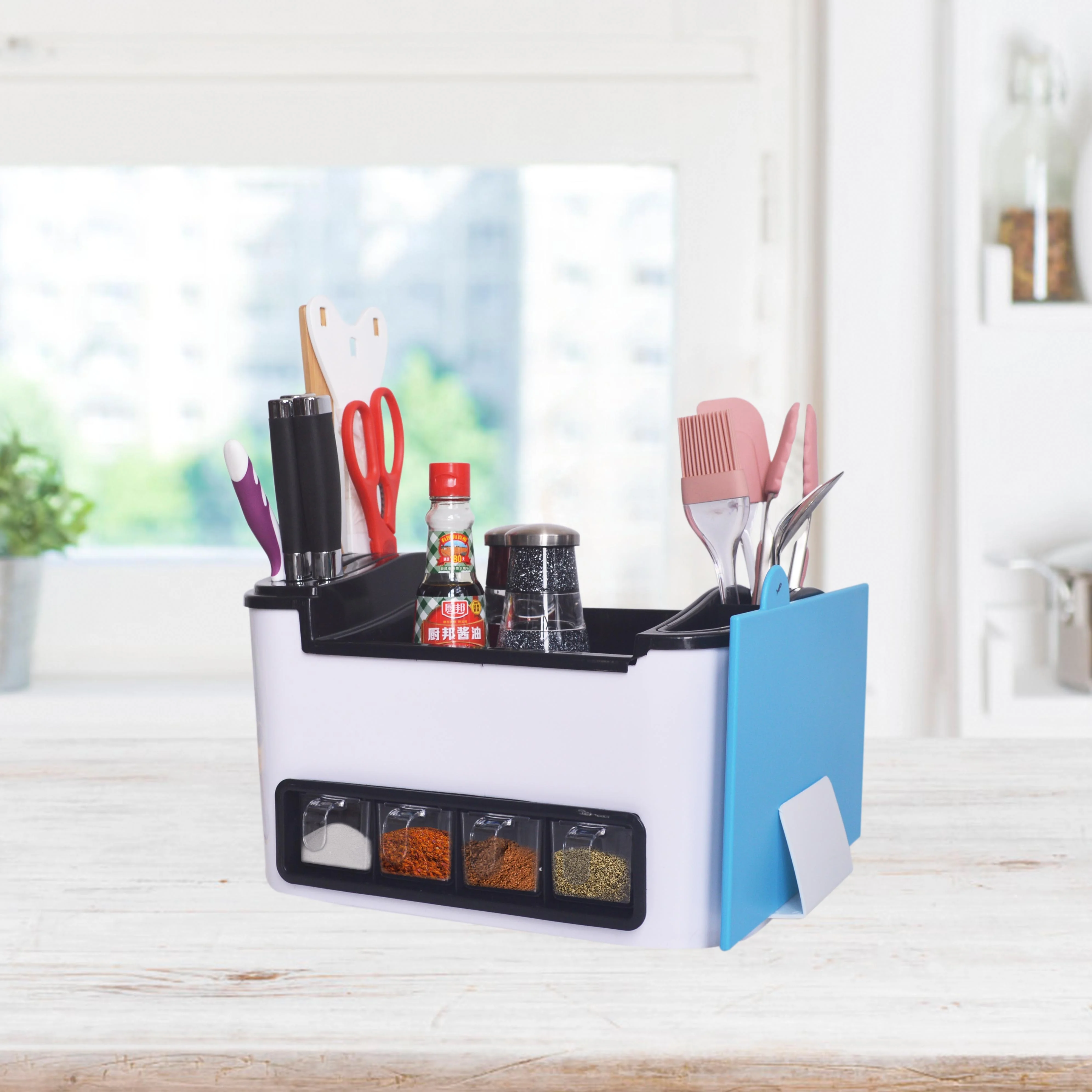 All Kitchen Utensils Receive Case Condiment Storage Box Seasoning Storage Rack Kitchen Tool Holder Knife Storage