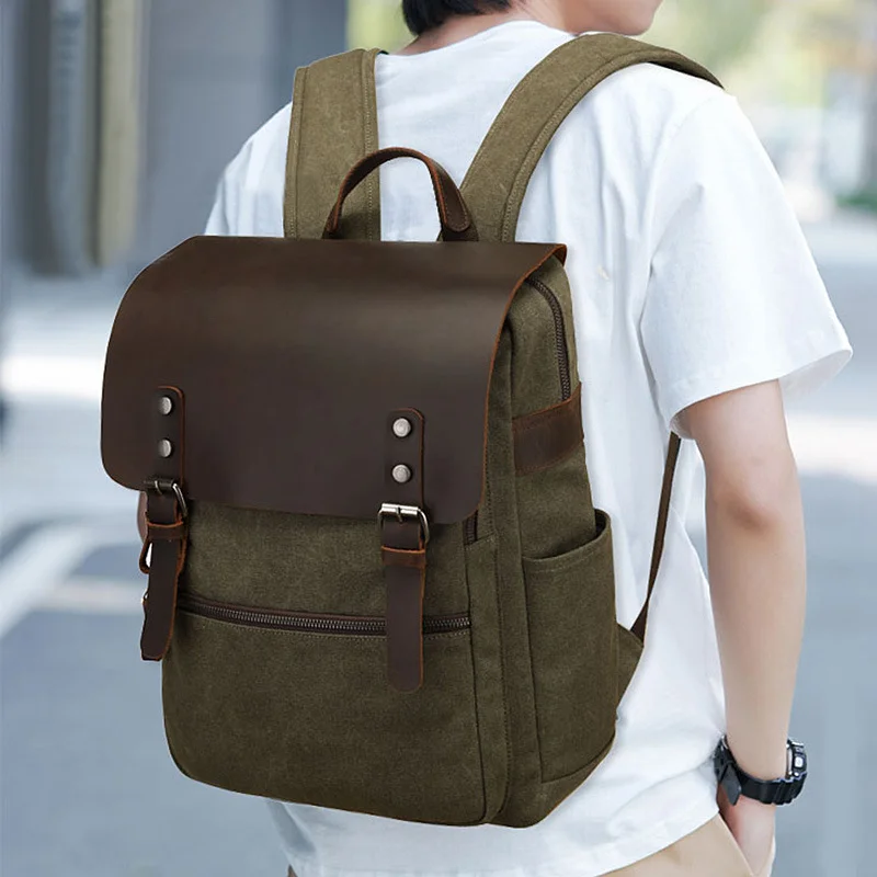 Tourist Backbags Used Travelling Waterproof Laptop Backpack Leather Backpack Bag For Men Leather Backpack Bag