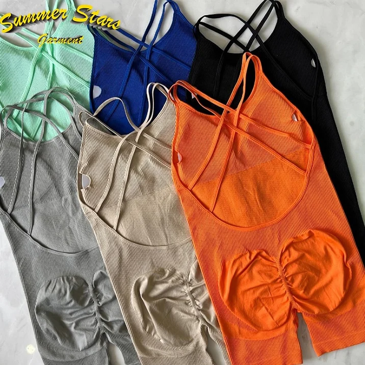 slimming seamless wholesale bodysuit costume backless fashion custom plus size spandex ribbed jumpsuits bodysuits women