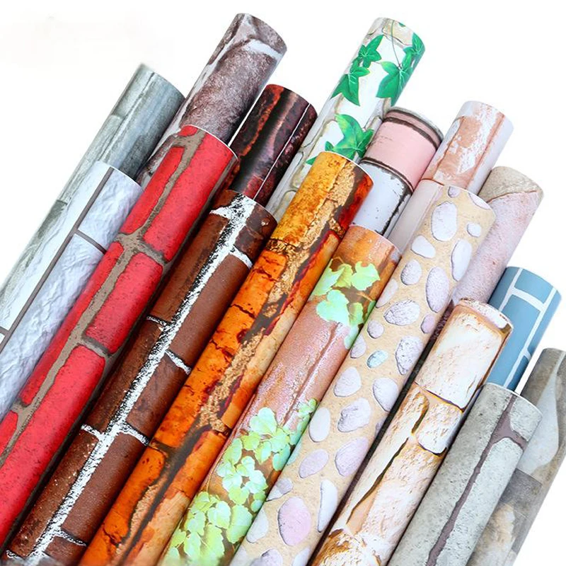 Brick Wallpaper Grey Brown 3D Brick Self Adhesive Wallpaper Removable Contact Paper Brick Textured Decorative Wall Covering