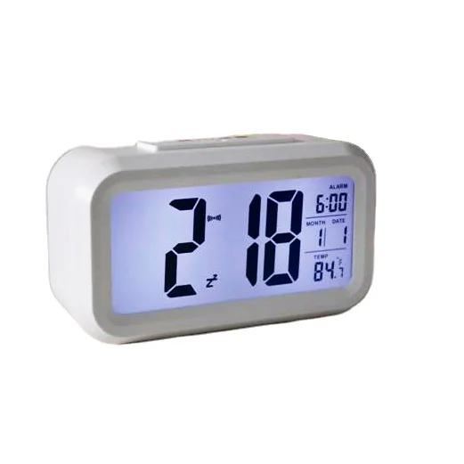 Classic LCD digital clock with calendar light sensor and alarm snooze