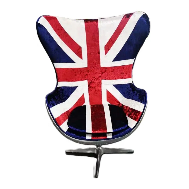 aviation furniture aviator pod egg chair Aluminium swivel England flag velvet designer executive boss chair luxury home office