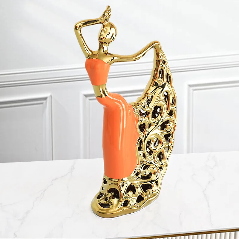 Creative Ceramic Dancing Lady Decorative Ornaments For Desktop European Modern Girl Table Decor