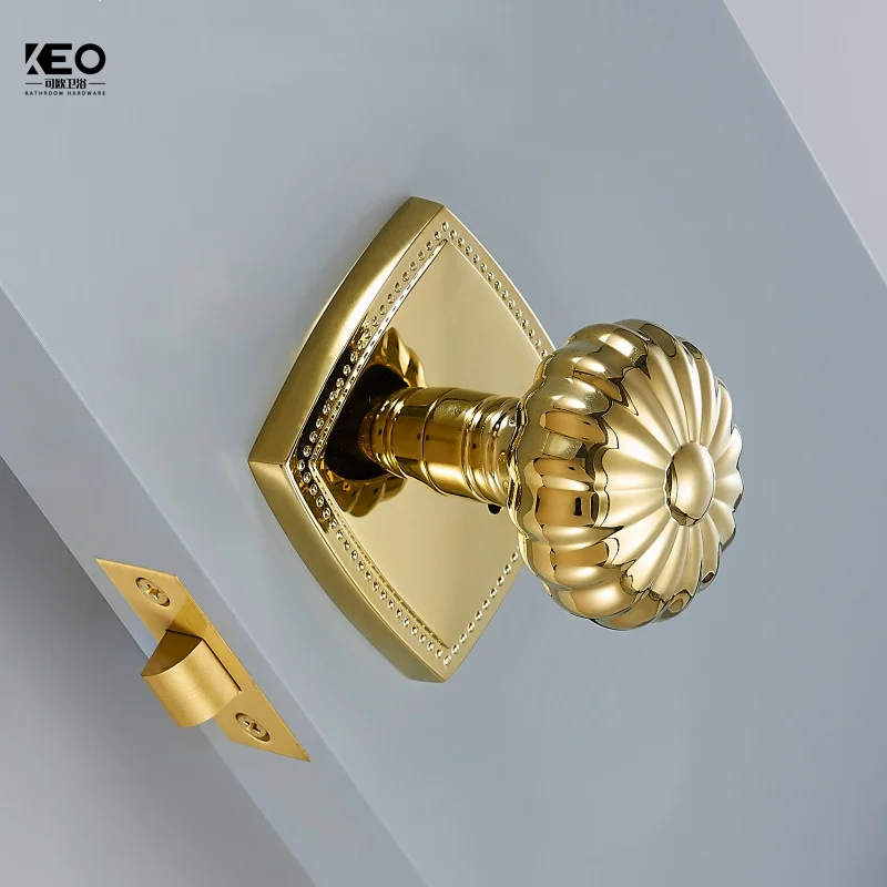 Privacy Door Lock Set Shiny Gold Pvd Keyless Lock Knob Bathroom Bedroom Latch