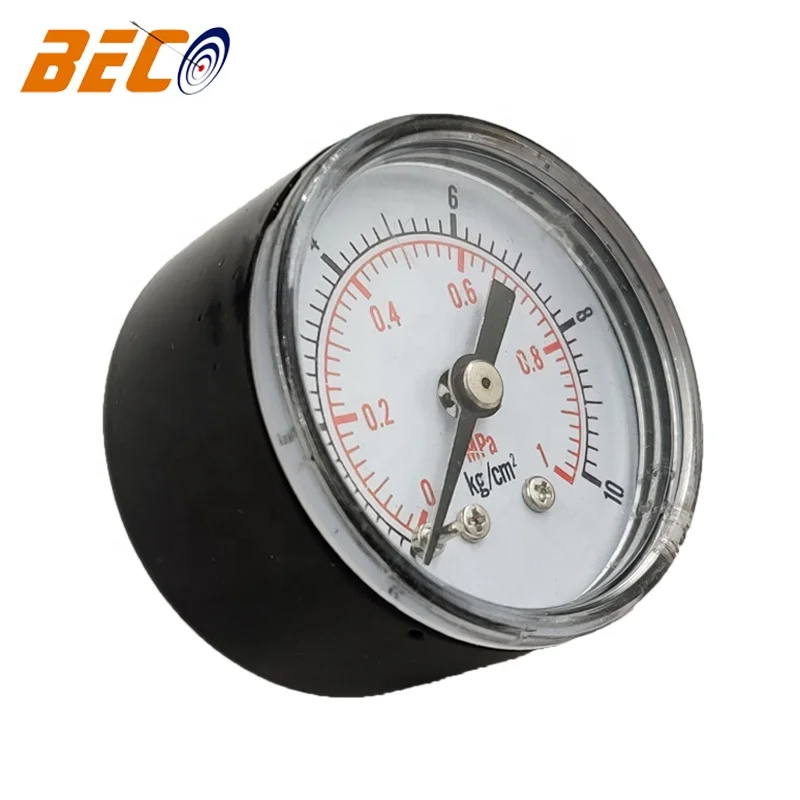 Beco Plastic Lens pressure gauge 10Bar KL.1.6 Water Filter Pressure Gauge low price plastic case 1Mpa pressure gauge