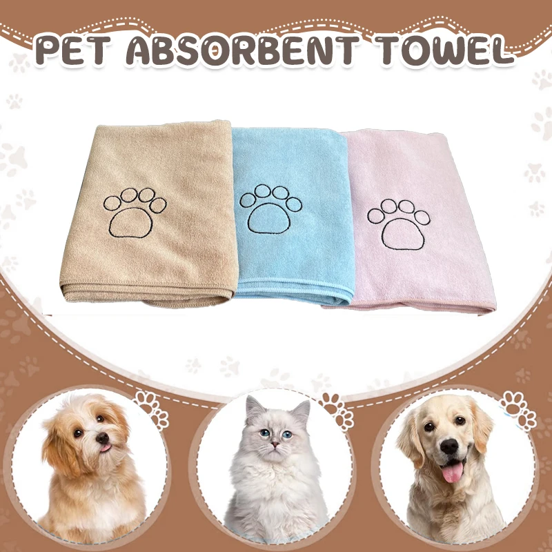 Hot Selling Pets Clean Products Wash Tool Dog-Claw Print Towel Quick Dry Microfiber Towel Bath Wipes Pet Grooming