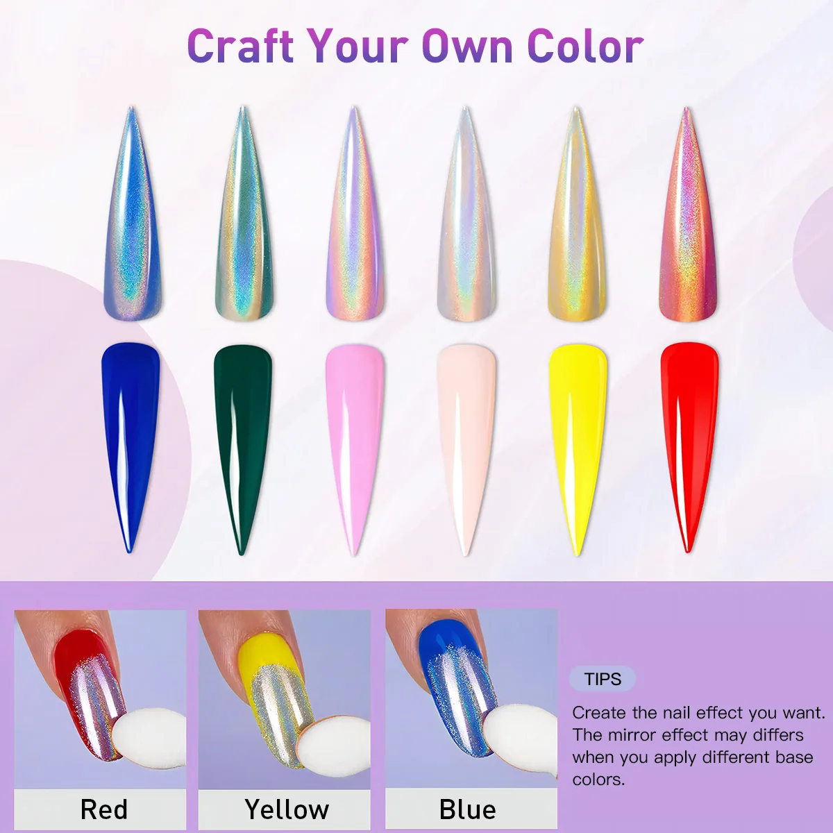 2024 Hot Sale Nail Magic Mirror Powder Custom Logo Multicolor Pigment Powder Chrome Powder Nail