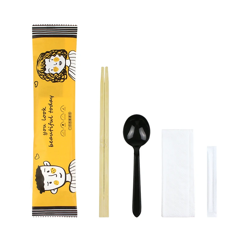 
Individual wrapped Cutlery Disposable Chopsticks Spoons set Customized 