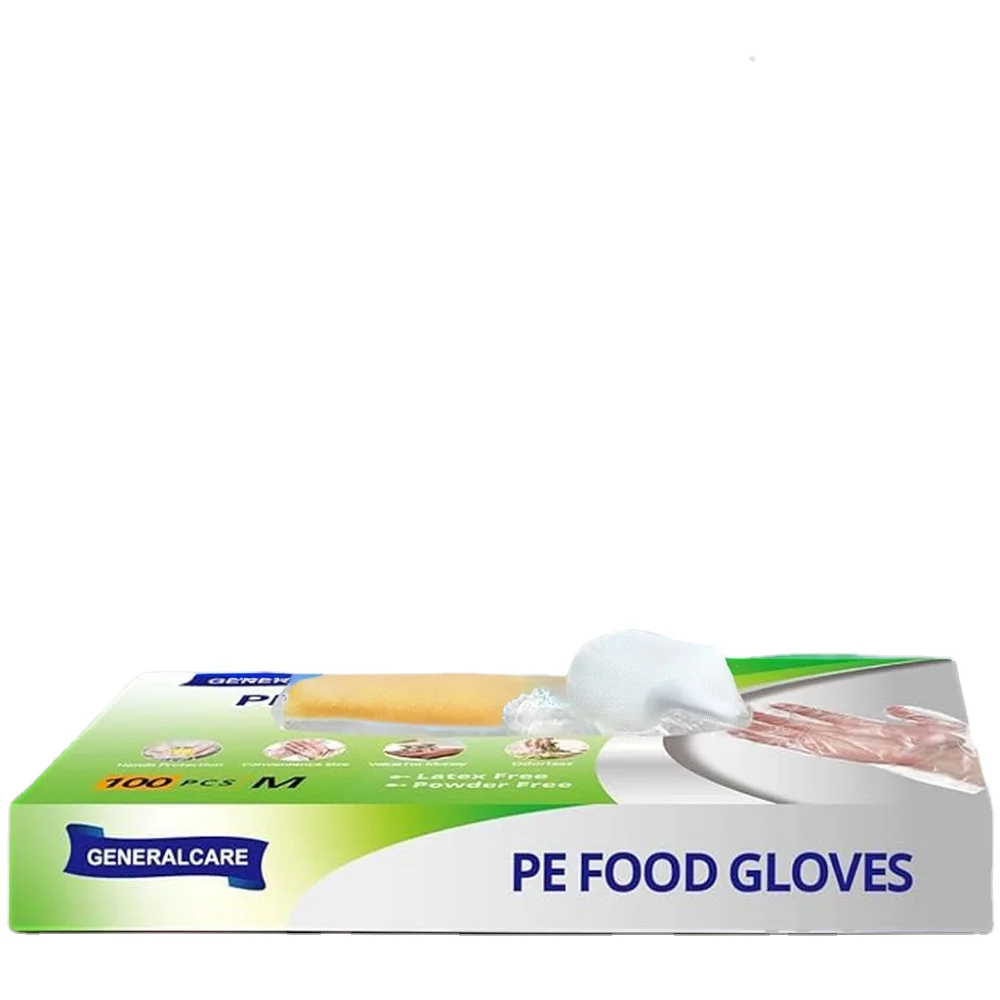 100PCS Disposable PE Household Gloves Food Grade Latex Free and Powder Free Universal Size (XL) that Fits Most People