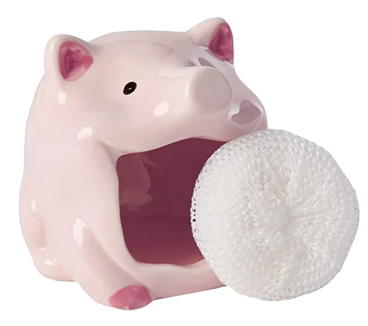 Ceramic Sponge Holder for Kitchen Sink - Kitchen Sponge Holder/Bathroom Soap Tray with Cute Pig Design dehua hengfei