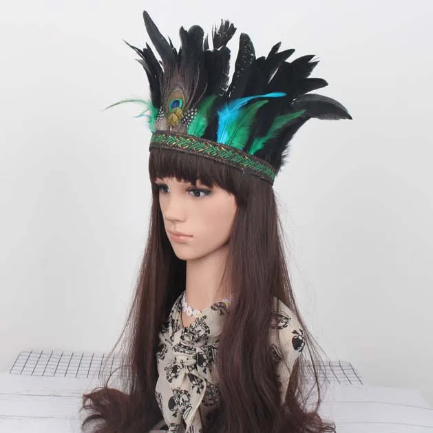 Genya Fashion Feather Hair Extensions Soft Short Head Band Indian Feather Hair accessories For Women Girls