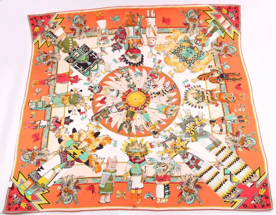 High Quality Custom  90*90cm Double Sided Printing Luxury Twill Film 100% Silk Satin Scarf