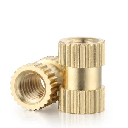 Manufacture M4-M8 cnc Turning Brass Threaded Nuts Knurled Thread Inserts Nuts For Plastic
