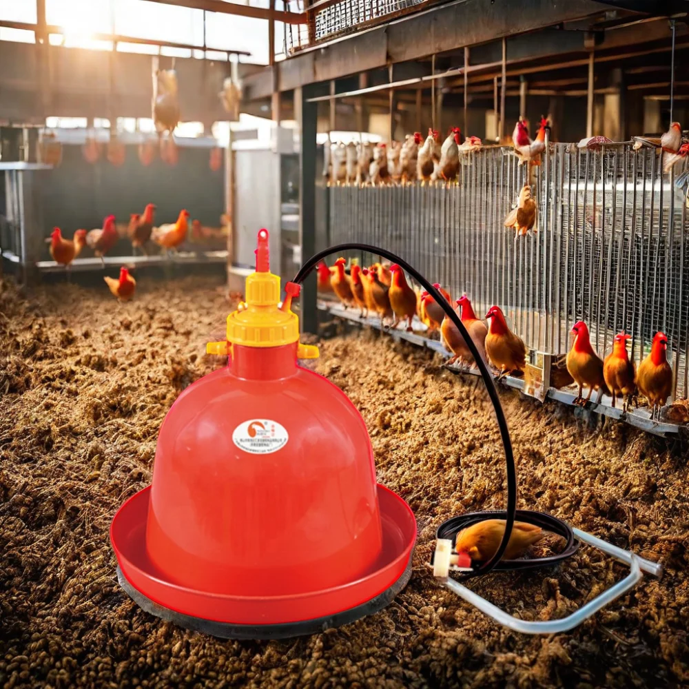 New Chicken Plasson Bell Drinker PP Material Bowl Connecting to Water Pipe for Poultry Farm
