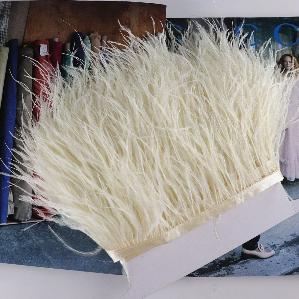 Factory High Quality 57 colors 10-15 cm ostrich feather trim fringe for Boutique Costumes Sewing accessories