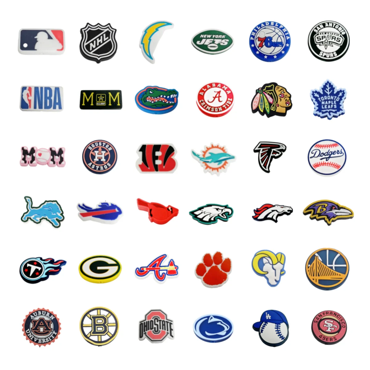 Mixed Design Sports American Football Gater Silicone Focal Beads University Super Team for Pen Making Decoration Loose Beads
