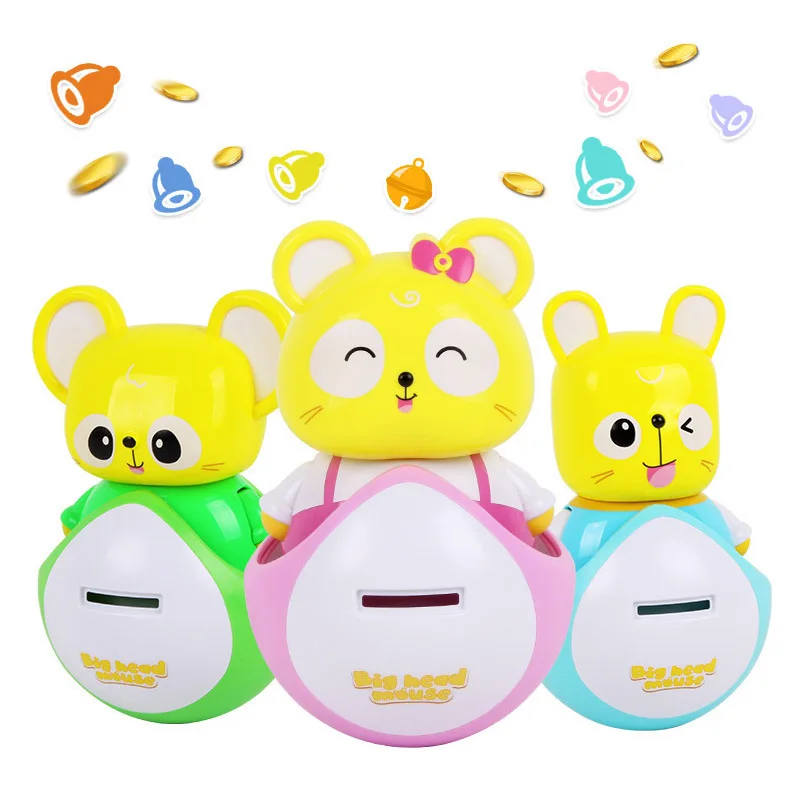 2023Cute rat mouse piggy bank love to eat money and dance coin bank money saving box makes a perfect unique gift for child