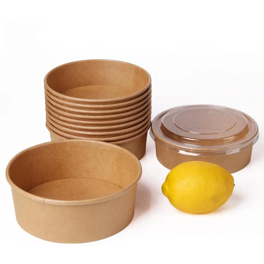 
High Quality Disposable Kraft Paper Bowl Take Away Salad Bowl with Lid 1000ml 
