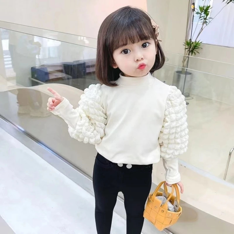 baby toddler teens girls sweaters tops spring autumn long sleeve puff knit kids sweater for girl kids clothes