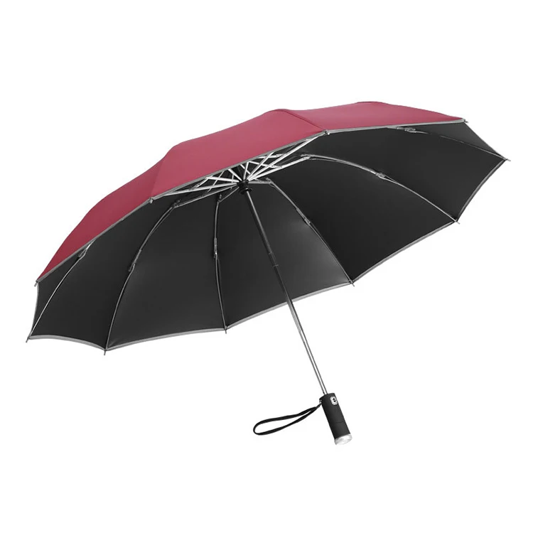 Auto Opening Close Reflect Strip Cheap Price Led 3 Folding Umbrella