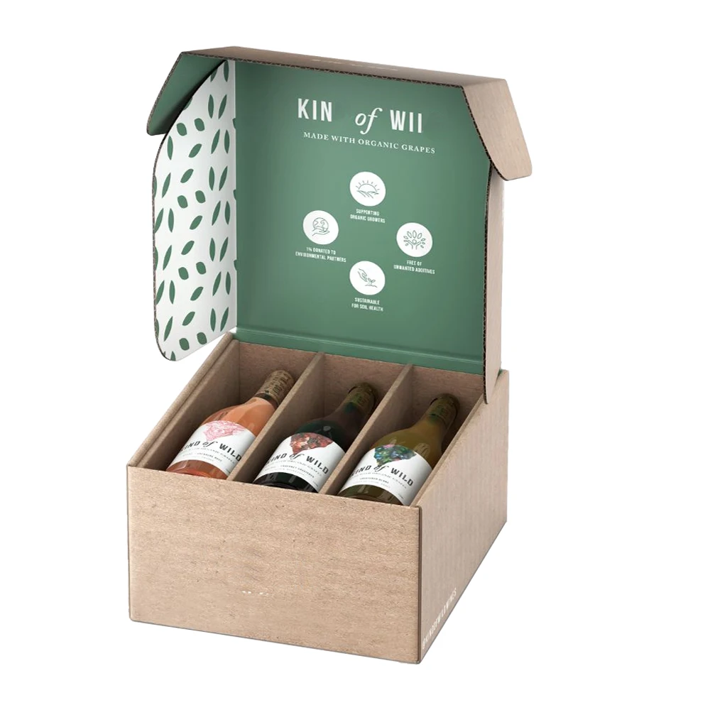 Custom logo paper corrugated carton beer wine bottle shipping box packaging for wine