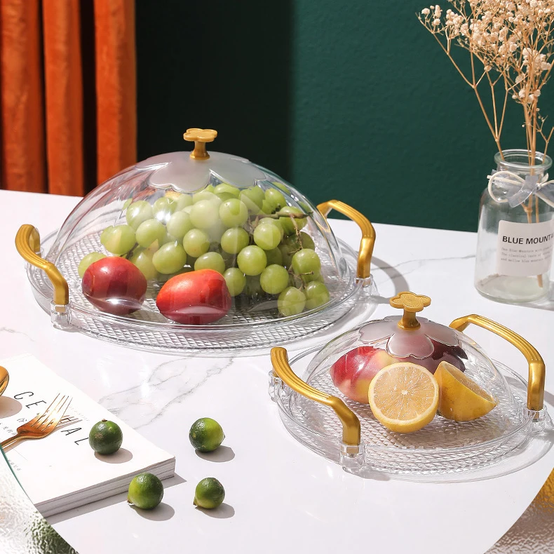 Round Storage Tray Household Kitchen Snack Fruit Food Spice Holders Tea Set Organizer Multifunctional Plastic Food Container