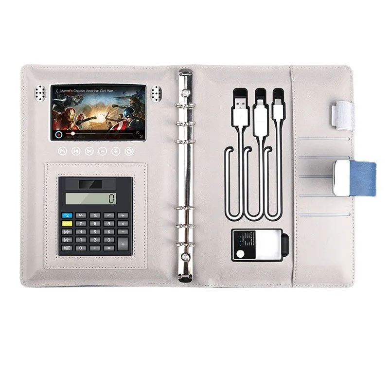 Wholesale Free LOGO Business Gift Fingerprint Lock A5 Wire/Wireless Charging MP4 Player Calculator APP Sync Smart Notebook