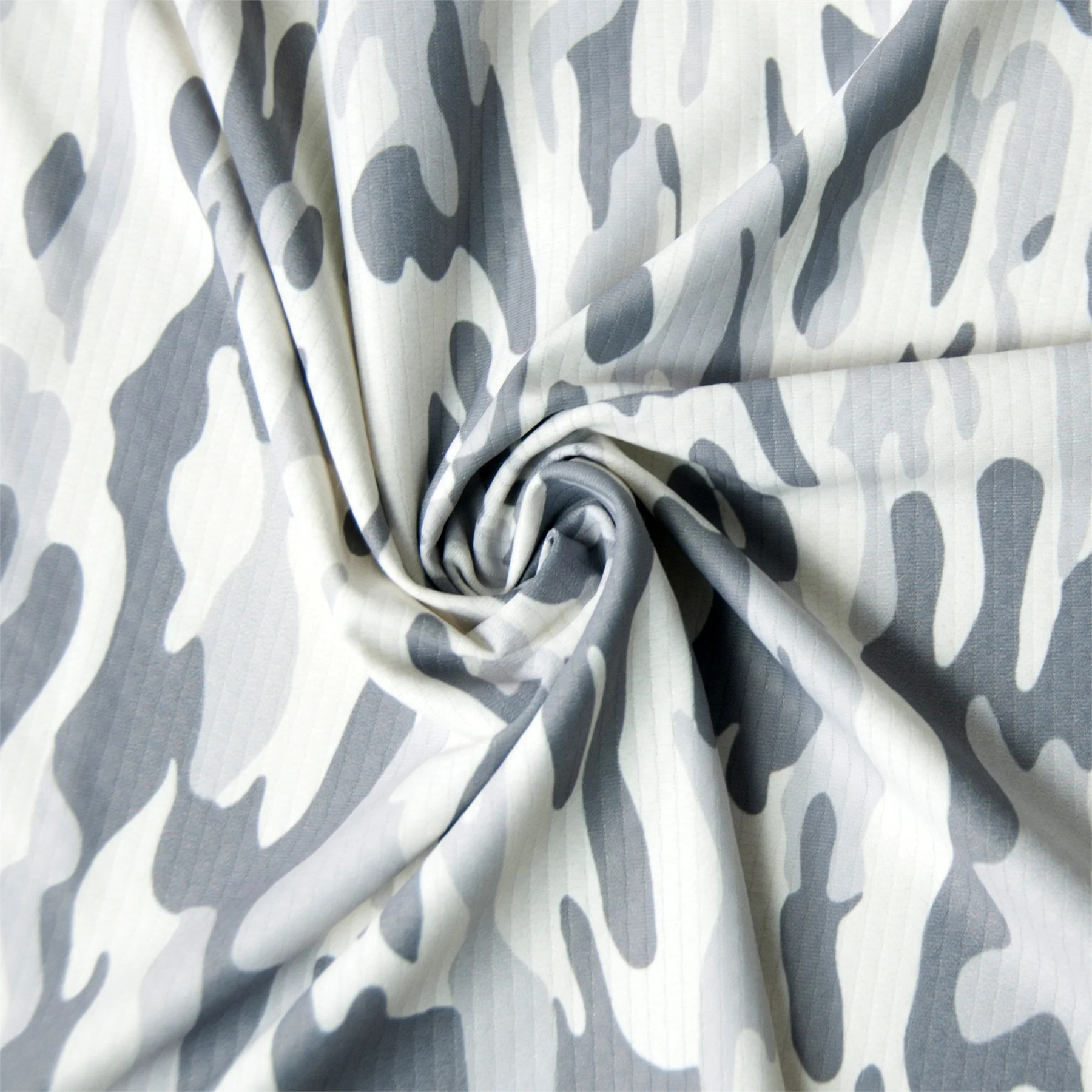 Good quality white camo pattern digital printing  DTY poly spandex wicking jersey fabric for sportswear