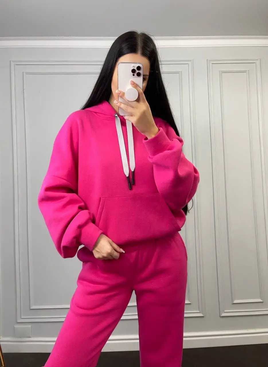 Wholesale Custom High Quality  Hoodies Set Tracksuit 100% Cotton 2 Piece Set Women Jogging Tracksuits