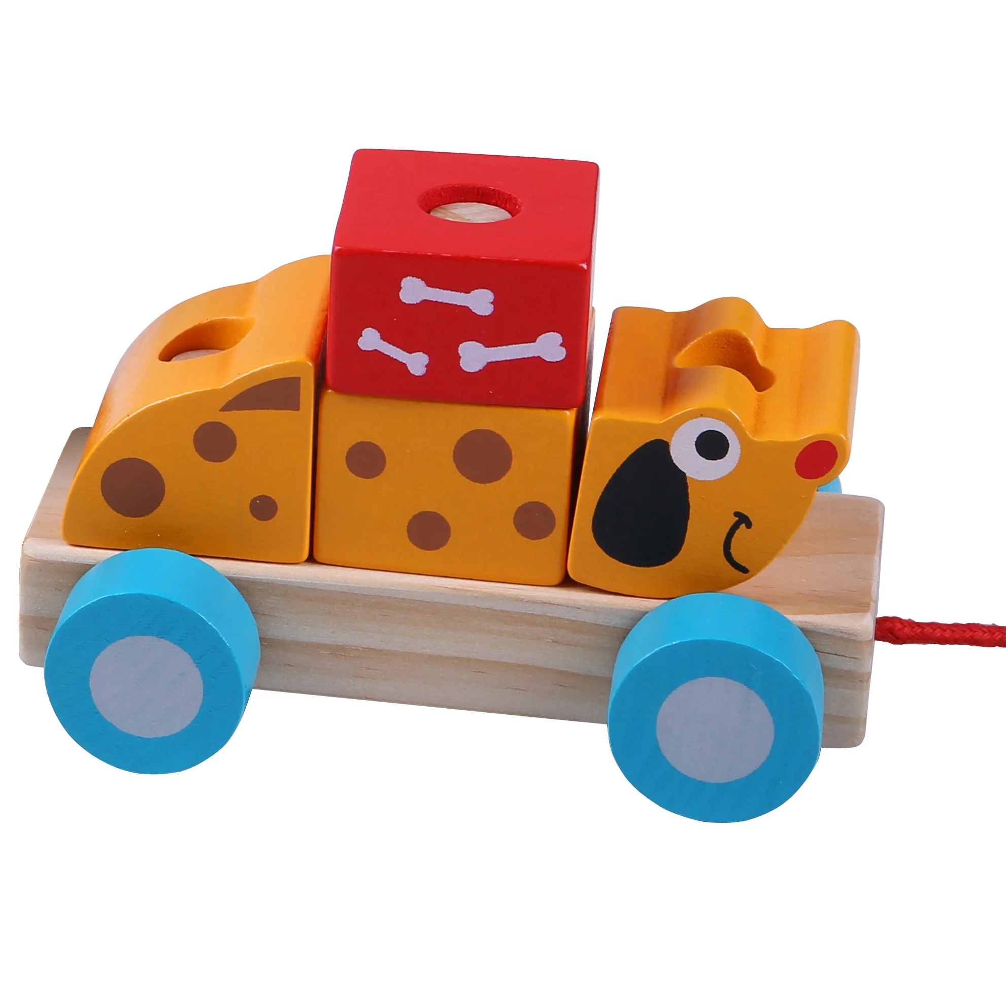 Educational Toys Three Quarters of the Wooden Cartoon Animal Block Train Toy