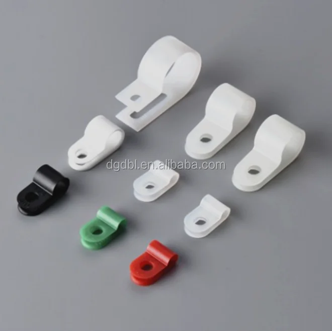 Nylon PA66 Material White Color R Type Wire Strap Cable Clamp