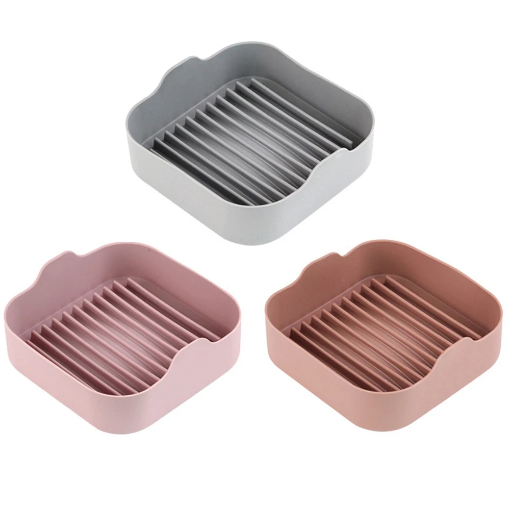 Easy To Clean Repeatable High Temperature Resistant Silicone Air Frying Pan Fryer Accessory Pan for Kitchen Cooking