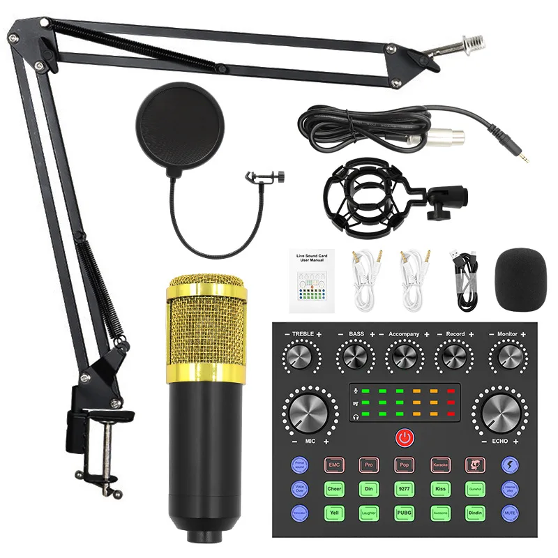 BM 800 Professional PC V8 Sound Card Set BM800 Mic Studio Condenser Microphone for Karaoke Podcast Recording Live Streaming
