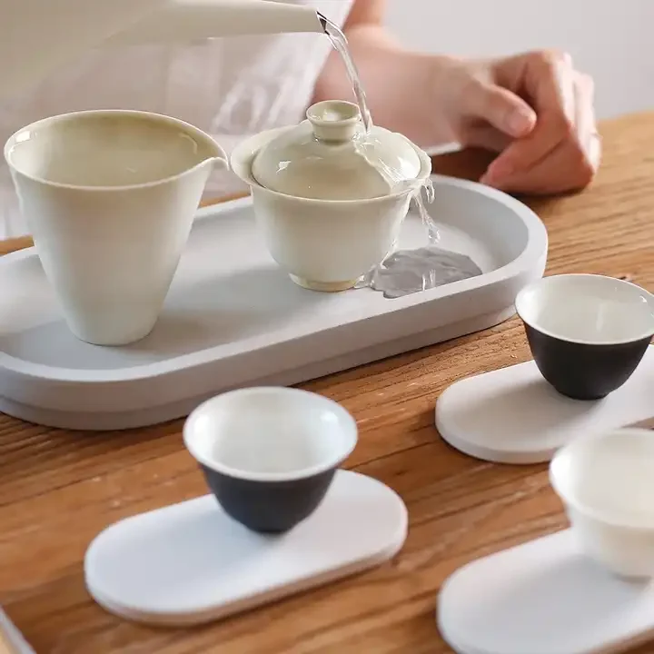 Customize Oval Diatomite  Quick Drying Vanity Tray Fast Absorbent Sink Tray Water Absorbent Diatomaceous Earth  soap  mats