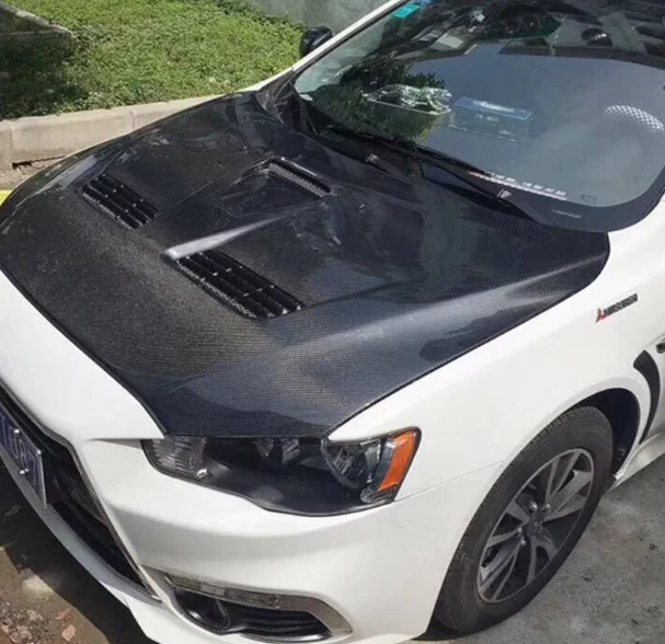 Капот двигателя из настоящего углеродного волокна для Mitsubishi Lancer EX 2008-2015 EVO 10 Обновление