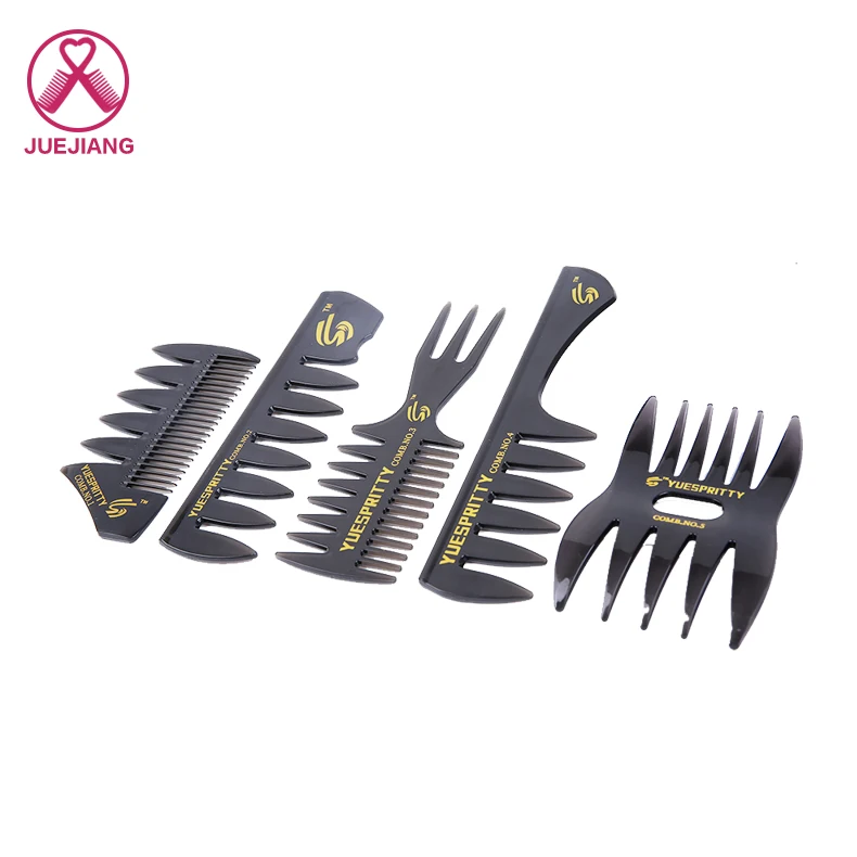 Free Sample Wholesale  Comb For Salon Barber Plastic Large Oil Hair Afro Pick Comb Men Styling Texture Retro Comb