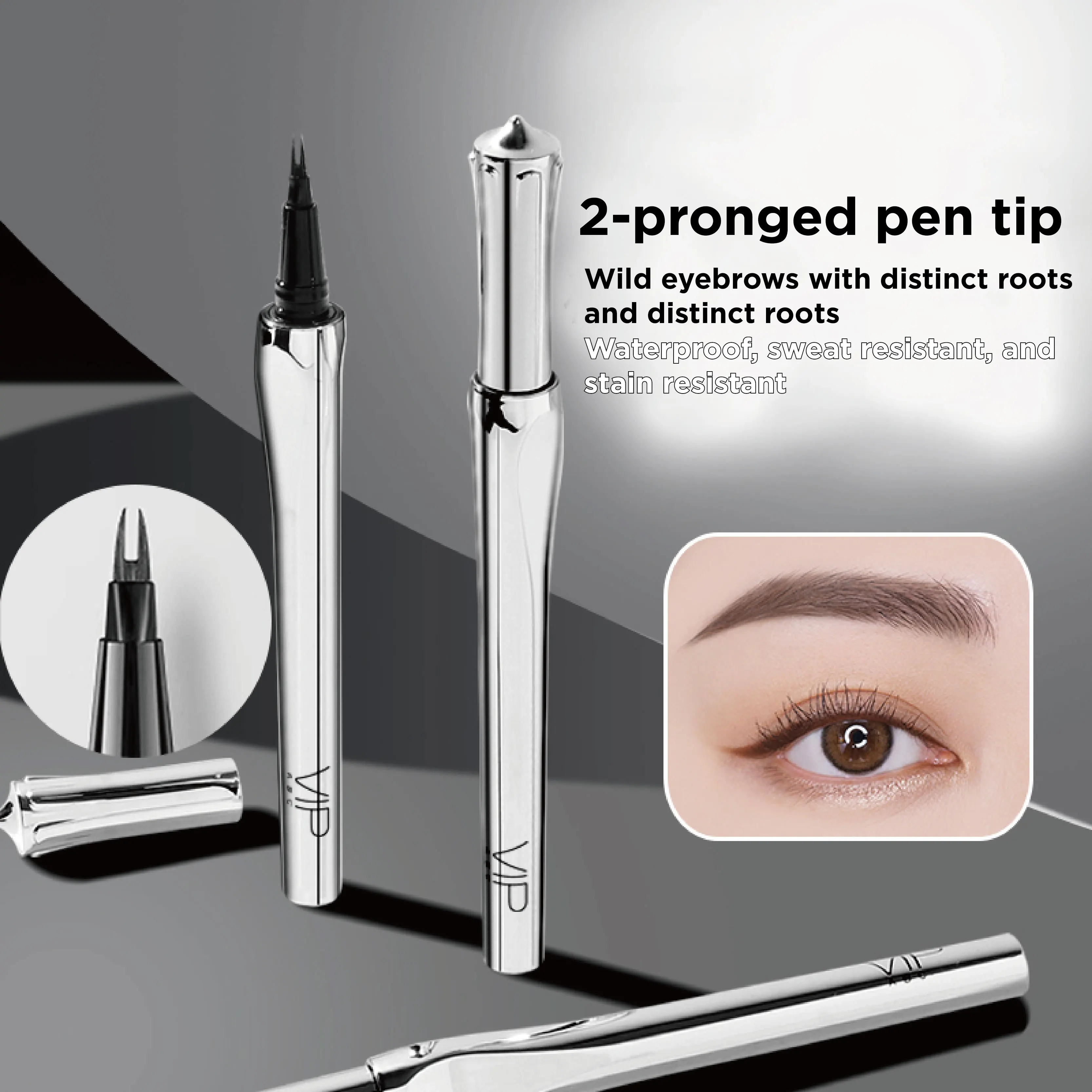 OEM waterproof makeup liquid brow pencil 3 colors Ultra Thin liquid waterproof 2 fork eyeliner private label eyebrow pencil