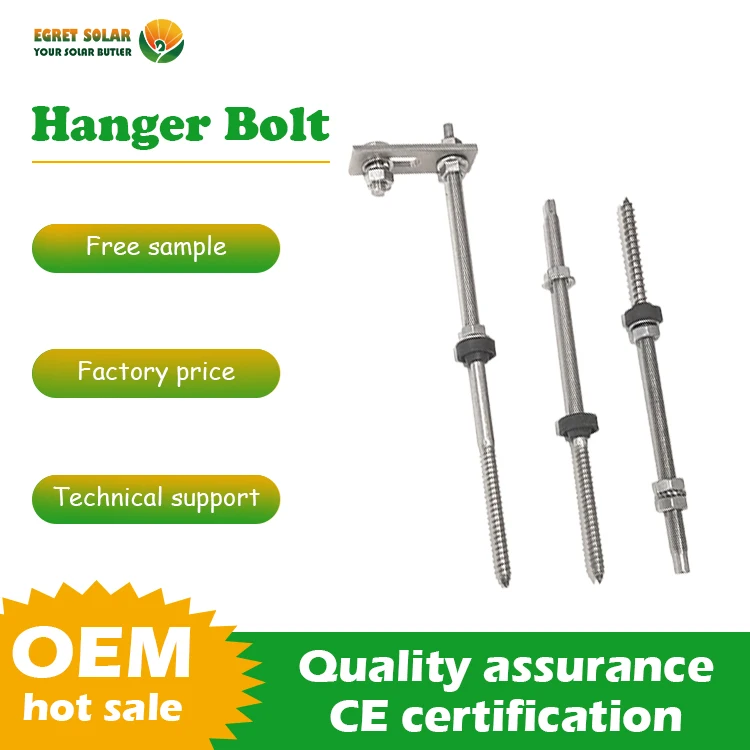 Egret M8 M10 M12 Double Head Solar Mounting System Stainless Steel Bolts with Flange Nuts Aluminium Roof Installation Site