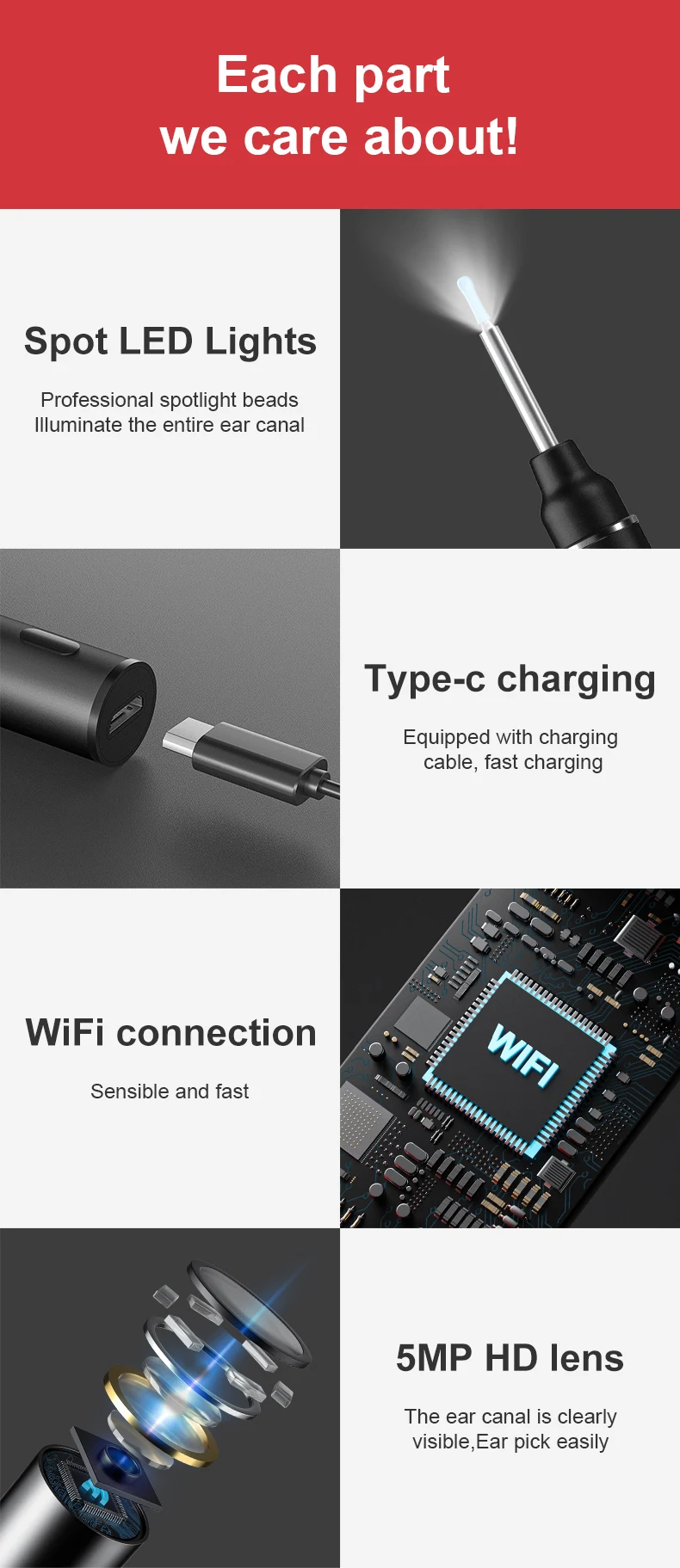 Inskam P40-B Смарт ушной серы портативный очиститель для удаления с Отоскоп камера беспроводная Wi-Fi света эндоскопа Электрический инструмент очистки