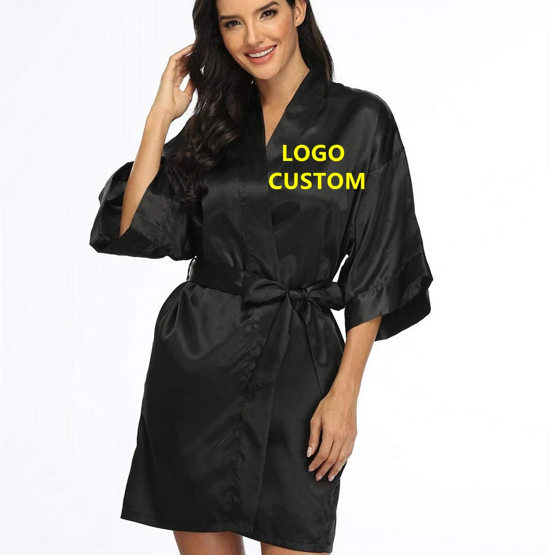 Monney Satin Pajamas Bathrobe And Women Multi-color Sleepwear Designer Robe With Logo